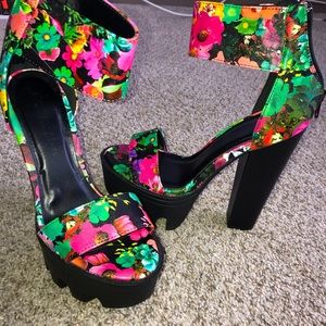 Floral Platform Heels